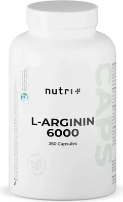 Produktbild von nutri+ L-Arginin 6000 | 360 Kapseln | 100% reine L-Arginin Base | vegan