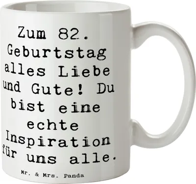 Produktbild von Mr. & Mrs. Panda Henkelpott Spruch 82. Geburtstag - Weiß - Geschenk, Geburtstagsslogan, Trinkbecher, Erfahrungen, Teetasse, Happy Birthday, Tasse, warmes Herz, Fest