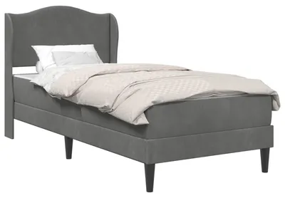 Produktbild von vidaXL Bettrahmen mit Kopfteil Dunkelgrau 100 x 200 cm Samt