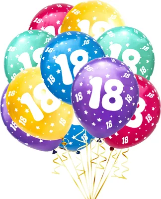 Produktbild von Oblique Unique Luftballon Set Zahl 18 für 18. Geburtstag Party 10 Deko Ballons Geburtstagsdeko bunt