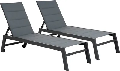 Produktbild von 2erSet Sonnenliegen BARBADOS aus grauem Textilene - Aluminium anthrazitgrau