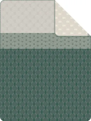 A folded blanket with a patterned design.