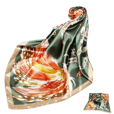 Immagine prodotto di Foulard da donna con motivo floreale, bandana, sciarpa per capelli, 90 x 90 cm, multicolore