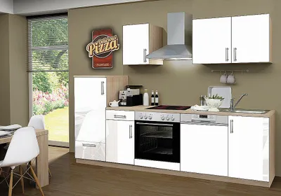 Produktbild von Küchenblock ohne Elektrogeräte Premium 270 cm in weiß glänzend (Geschirrspüler geeignet)