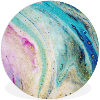 Produktbild von MuchoWow® Rundes Wandbild - Runde Bilder Marmor - Farbe - Regenbogen Ø 60 cm Kreis Wanddekoration Kunststoff - Wandkreis - Wandschmuck - Wand Kreis - Das Schlafzimmer - Die Bilder - Wandmalerei - Kunst für das Haus - das Plastik