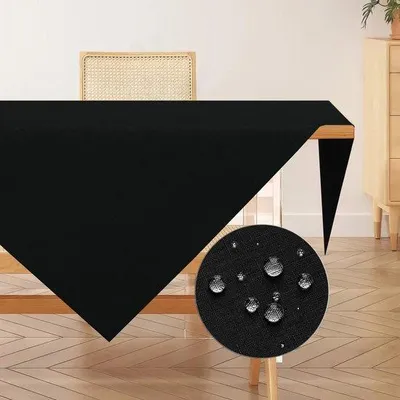 Zdjęcie produktu dla Czarny obrus poliestrowy o wymiarach 80 x 80 cm, wodoodporny, trwały