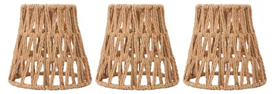 Imagen del producto de Omgoods - Juego de 3 pantallas de lámpara de mimbre, estilo bohemio