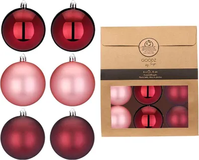 Produktbild von Kunststoff Weihnachtskugeln 6 Stk 8cm Berry Kiss