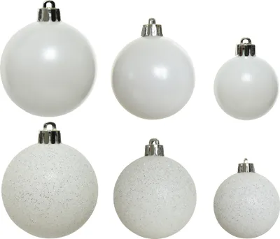 Produktbild von Weihnachtskugeln Kunststoff Mix 4-6cm winterweiss, 30er Set