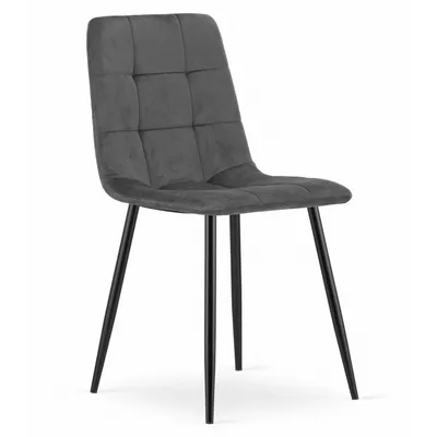 Zdjęcie produktu dla Krzesło Tapicerowane Welur Velvet Do Salonu Jadalni Welurowe Szare Cube