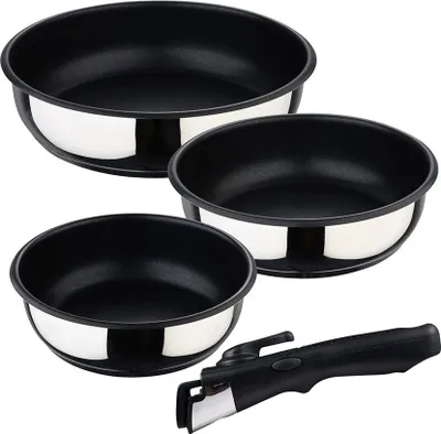 Image de Set Casseroles Click & Cook Empilable & Poignée Amovible - Bergner