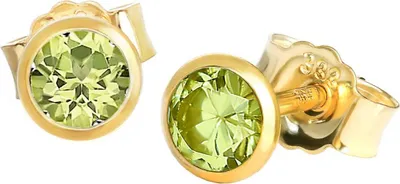 Produktbild von Paar Ohrstecker Echt Peridot Gelbgold 333 8 Karat Gold 4,0mm Kleine Ohrringe