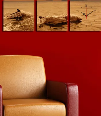 Produktbild von Opviq, 3P2828CS- CLA2674, Bunt, Wanduhren, 90 x 28 cm, 100% Wildleder -Leinwand