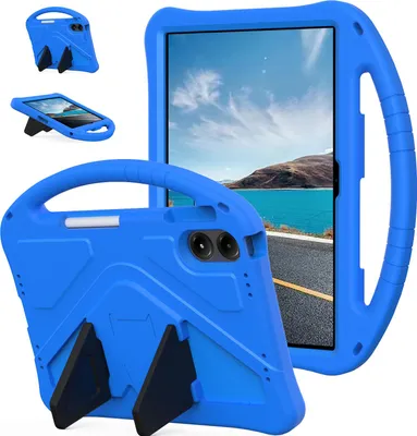 Image de Etui enfant pour Doogee Tab G6 / Tab G6+ 11" 2025, étui antichoc léger en EVA avec support pliable et poignée bleue