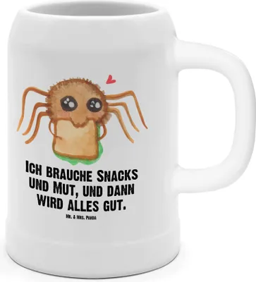 Produktbild von Mr. & Mrs. Panda Krug Spinne Agathe Sandwich - Weiß - Geschenk, Humpen, Glück, Hunger, Merchandise, Mut, Trinkkrug, Lebensfreude, Seidel, Tonkrug, Steinzeugkrug, Hungrig
