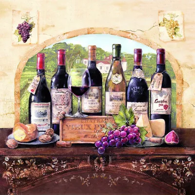 Immagine prodotto di 20 tovaglioli Degustation de vins - Degustazione di vini 33x33cm