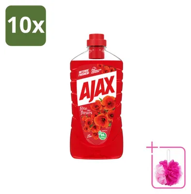 Produktbild von 10 x Ajax Fête des Fleurs Allesreiniger - Rote Blumen - 1000 ml - Sparpackung - 10 Stücke