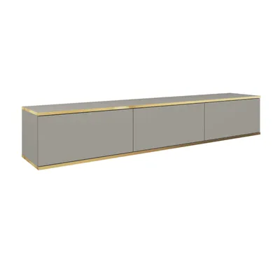 Zdjęcie produktu dla Wisząca Komoda RTV Glamour Złote elementy Szafka RTV Szary Mat 175 cm Glamour