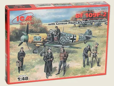 Obrázok produktu pre ICM 1:48 48803 Bf 109F-2 s nemeckými pilotmi a pozemným personálom