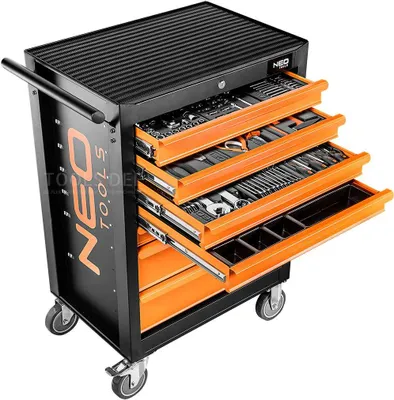 Image de Chariot à outils NEO 7 tiroirs, rempli 129 pièces