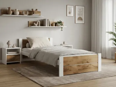 Obrázek produktu pro Postel IKAROS DOUBLE 90x200, dub artisan/bílá, lamel. rošt, bez matrace