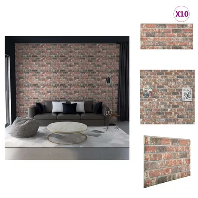 Immagine prodotto di vidaXL Pannelli da parete 3D, 10 pezzi, marrone scuro e grigio, effetto mattoni, EPS - Rivestimento murale