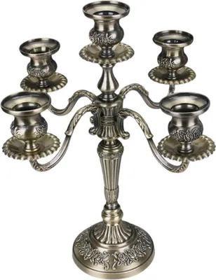 Image de INF Élégant chandelier 5 branches en alliage de zinc - Centre de table romantique Bronze