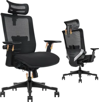 Image de HDeye SM6 Chaise de bureau, Chaise ergonomique, Design multifonctionnel réglable, noir