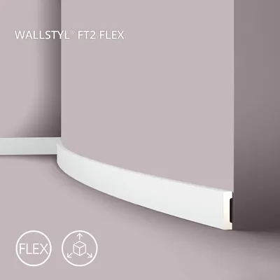 Produktbild von Sockelleiste NMC FT2 Flex WALLSTYL Noel Marquet flexible Zierleiste Wandleiste Friesleiste Modernes Design weiß 2 m