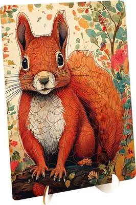 Image de Puzzle en bois Écureuil - Formes uniques - 130 pièces.