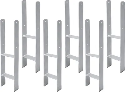 Zdjęcie produktu dla TolleTour – wsporniki słupków, 6 sztuk wsporników słupków w kształcie litery H 121 x 600 mm, stopki słupkowe w kształcie litery H, kotwy słupkowe