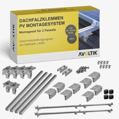 Produktbild von Avoltik Solar Halterung Blechfalzdach Montageset Dach Befestigung für 2 Solarmodule
