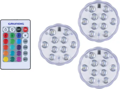 Image de Ensemble de 3 spots LED sans fil Grundig - Spots avec télécommande - Éclairage RGB