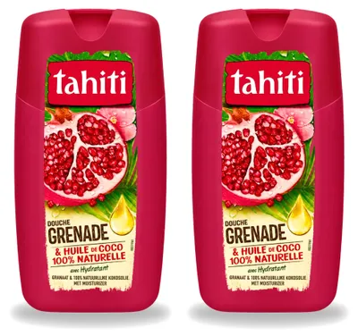 Productafbeelding van 2 x Tahiti Douchegel Granaatappel & Kokosolie - Hydraterend - 250 ml - Voordeelverpakking - 2 stuks