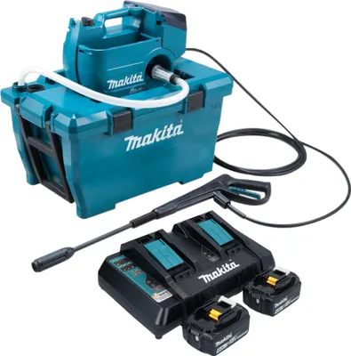 Produktbild von Makita DHW 080 PM2K Akku Hochdruckreiniger 36 V ( 2x 18 V ) 80 bar 380 l/h Brushless + 2x Akku 4,0 Ah + Doppelladegerät