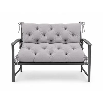 Produktbild von VBChome Bankauflage 150 cm mit Rückenlehne Polyester Füllung aus Schaumstoffgranulat Weich Gesteppt Pflegeleicht (Grau 150 x 90 x 10 cm)