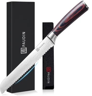 Produktbild von PAUDIN N4 Brotmesser 20 cm – Extrem scharf & langlebig – Deutscher Kohlenstoffstahl – Ergonomischer Griff – Wellenschliff – Ideal für Brot & Gebäck