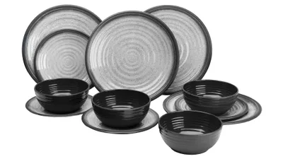 Immagine prodotto di Set di stoviglie "Granite" di Flamefield, 12 pezzi, colore grigio