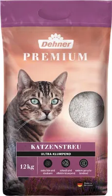 Obrázek produktu pro Dehner Premium stelivo pro kočky Ultra clumping, 100 % bentonit, 12 kg
