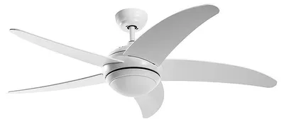 Immagine prodotto di Ventilatore a Soffitto LED Grecale 18W Bianco con CCT 3000-4000-6500K, 5 Pale in Legno, Telecomando Radio e Funzione Inverno - Rossini