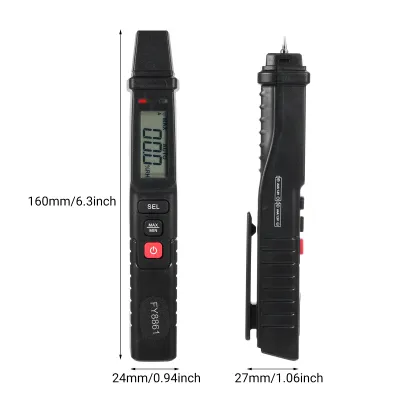 Image de FY8861 Humidimètre pour bois Détecteur d'humidité pour bois Humidimètre numérique pour bois Hygromètre professionnel pour bois à 2 pointes Hygromètre portable pour bois à stylo