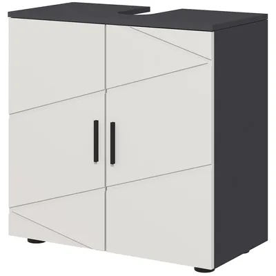 Produktbild von kleankin Waschbeckenunterschrank Unterschrank mit Schrankfach Griff, Grau