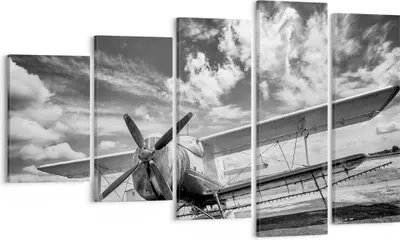 Produktbild von Bild auf Leinwand - Leinwandbild - 5 Teile - An-2 Flugzeug Schwarzweiß - 100x60cm - Wand Bild - Wanddeko - Wandbilder - Leinwanddruck - Bilder - Wanddekoration - Leinwand bilder - EG100x60-4228