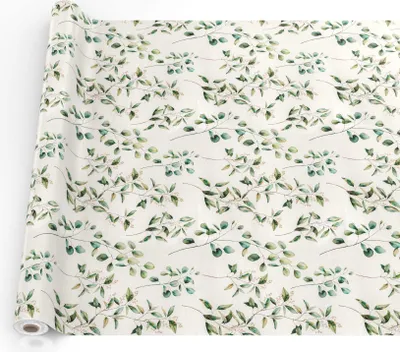 Produktbild von Tischdecke Botanik aus Textil mit Blumen Pflanzen wasserabweisend Tischtuch Tischwäsche Aquarell Beige Breite 140cm Länge 1000cm mit Schnittkante