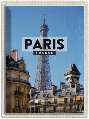Produktbild von vianmo Blechschild 40x30 cm Paris Frankreich Eiffelturm Stadt Bildmotiv Reisemotiv Abenteuer Reisen Europa Urlaub
