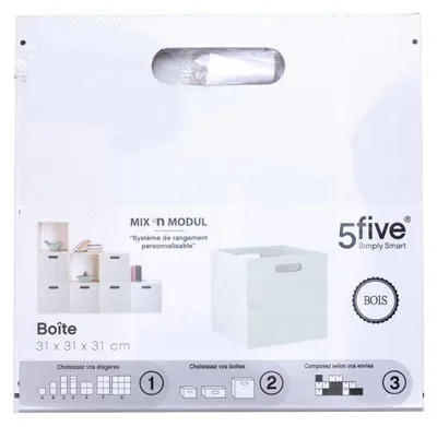 Produktbild von 5five Korb 31x31cm "mix n modul" aus Holz, weiß