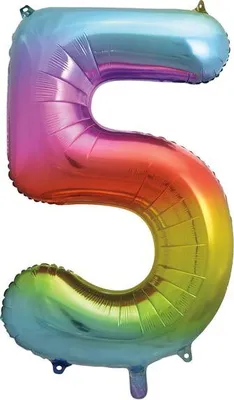 Immagine prodotto di Palloncino in cellophane con il numero 5, arcobaleno colorato