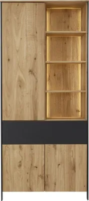Produktbild von Doppel-Vitrine Berlin 88 x 202 x 420 cm Natur Schwarz