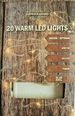 Produktbild von 20er LED Drahtlichterkette Batterie 20 LEDS warmweiß Timer innen außen Draht