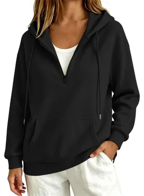 Immagine prodotto di Felpa con maniche lunghe - Felpa con cappuccio da donna, oversize, nera, taglia XXL